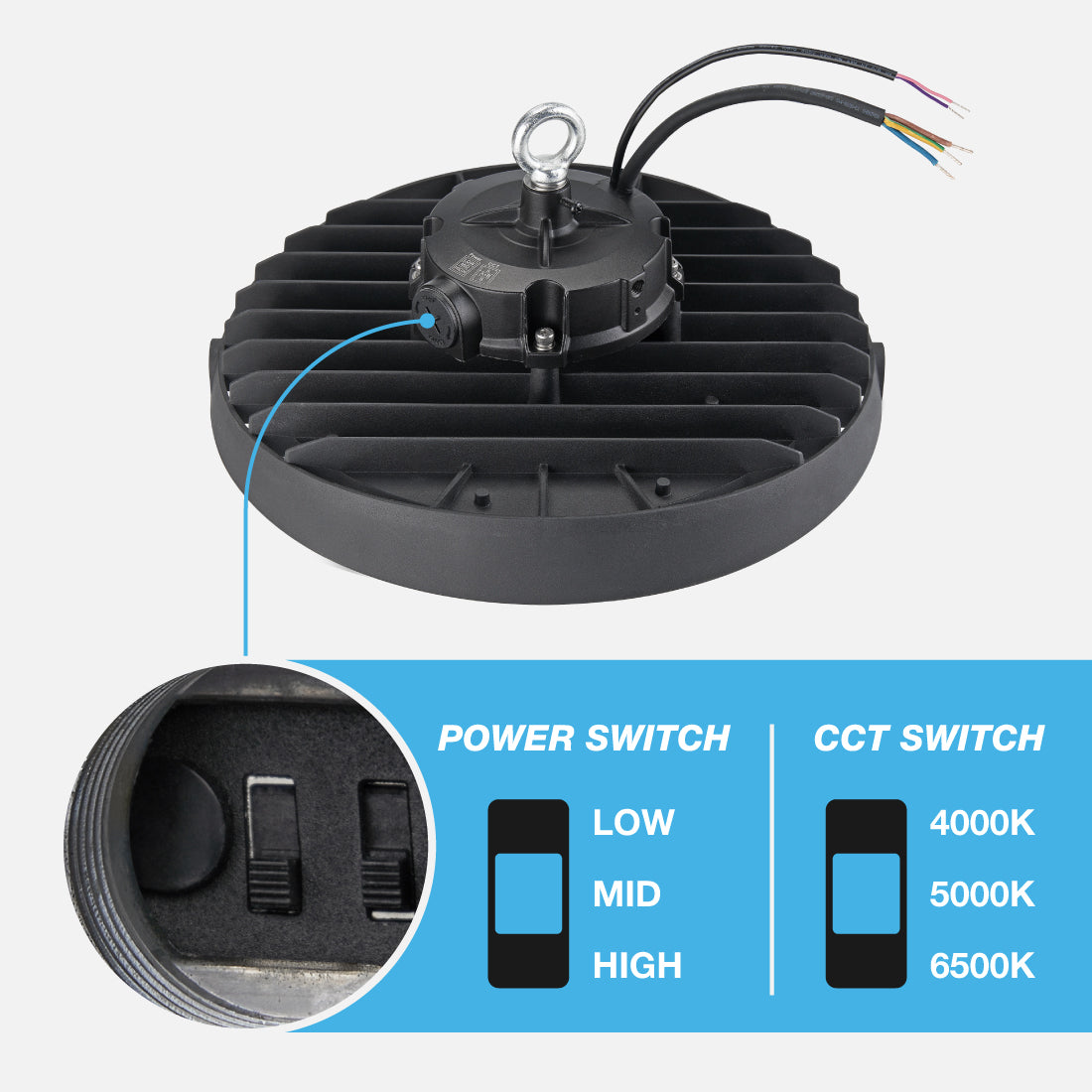 CCT & Power Selectable by DIP Switch
