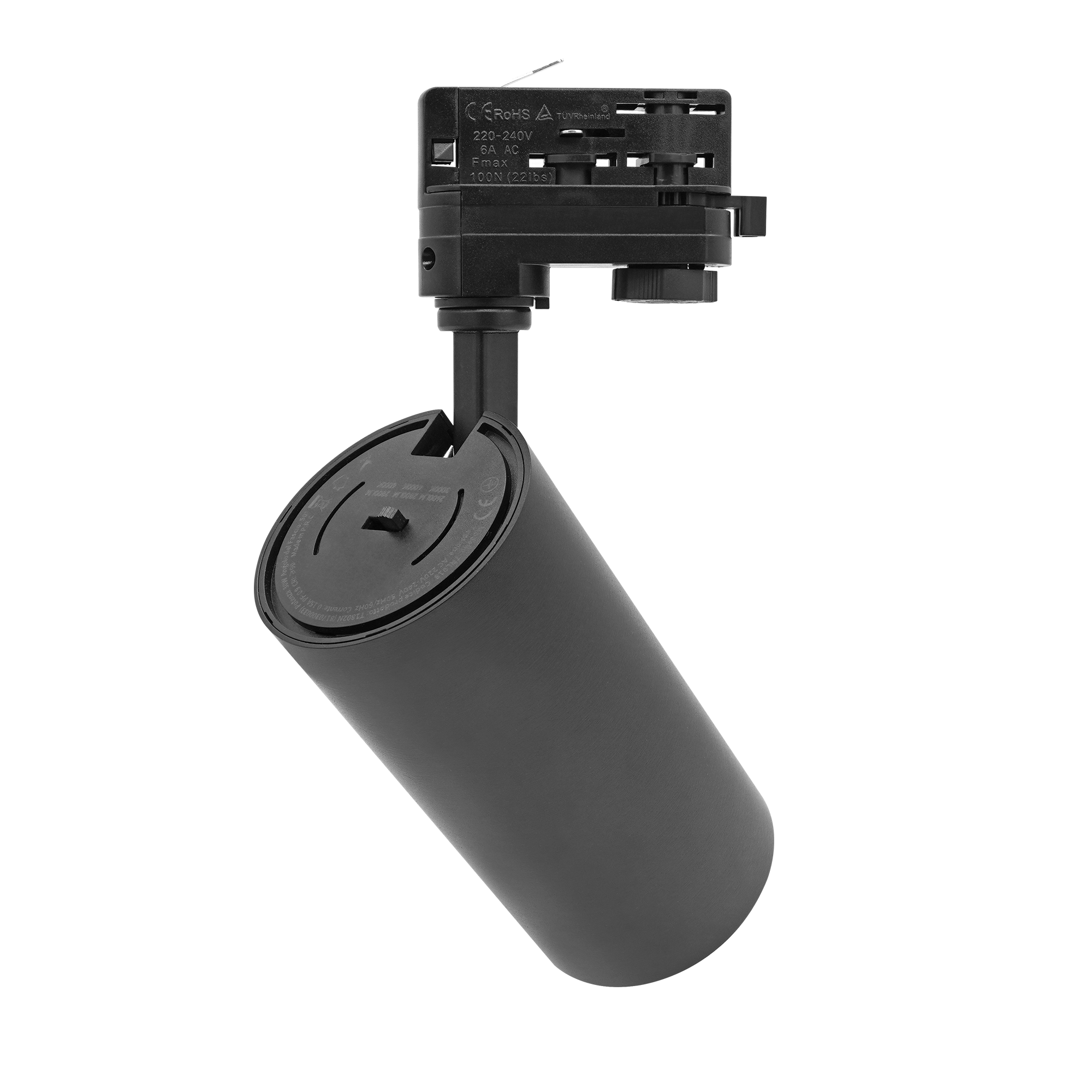 Projecteur sur rail triphasé 30 W CCT 3000K / 4000K / 6000K | angle de faisceau 36° Noir