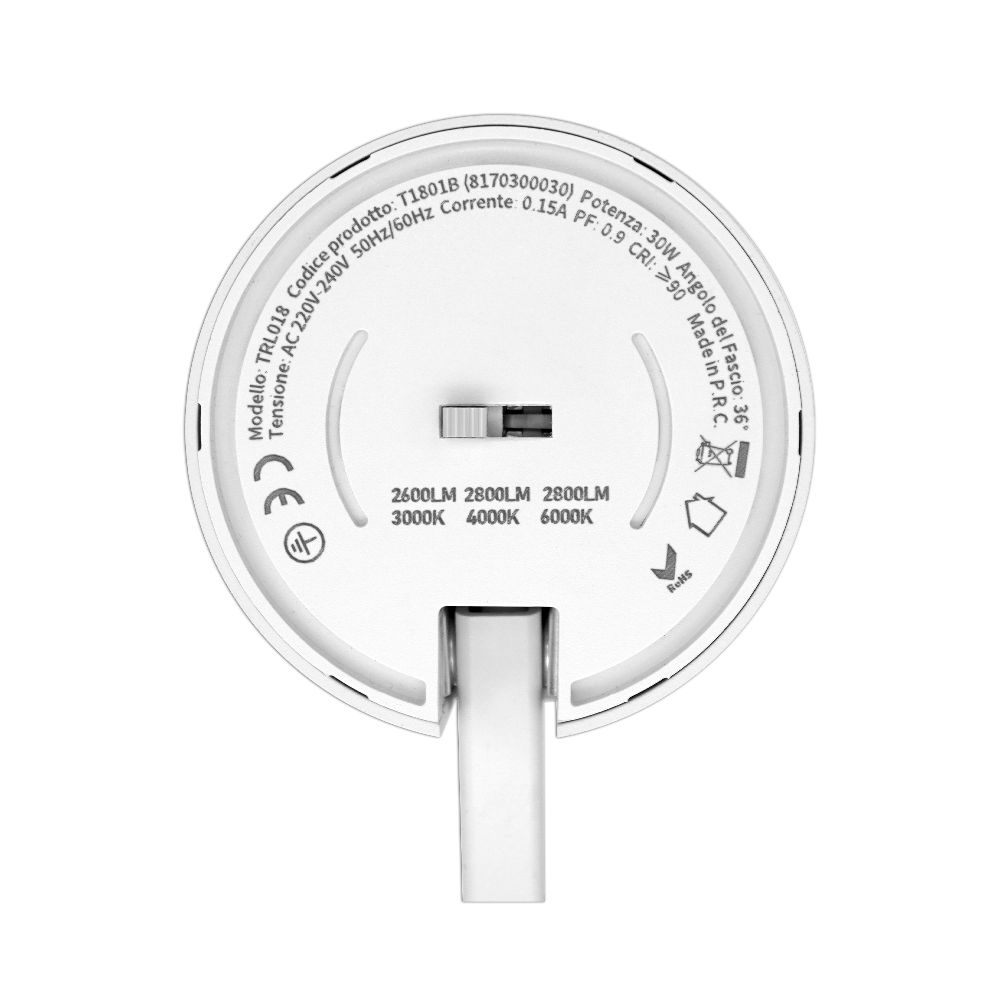 Projecteur sur rail triphasé 30 W CCT 3000K / 4000K / 6000K | angle de faisceau 36° blanc